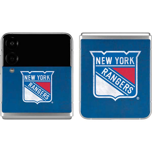 NHL New York Rangers Distressed Galaxy Z Flip4 5G Skin